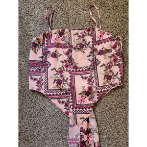 Pink Floral Bandana Top